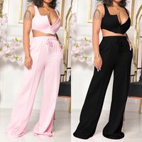 Women's Casual Solid Color Polyester Backless Pants Sets sku image 1