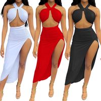 Femmes Sexy Couleur Unie Polyester Jupe Ensembles main image 1