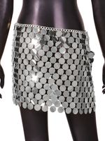 Summer Sexy Rock Solid Color Sequin Short Mini Dress Skirts main image 4