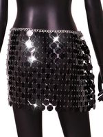 Summer Sexy Rock Solid Color Sequin Short Mini Dress Skirts main image 2