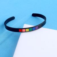 Simple Style Rainbow Stainless Steel Cuff Bracelets main image 1