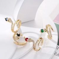Ig Style Snake Copper Inlay Zircon Open Ring main image 1