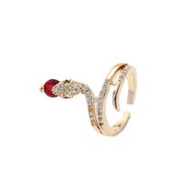 Ig Style Snake Copper Inlay Zircon Open Ring main image 4