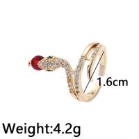 Ig Style Snake Copper Inlay Zircon Open Ring main image 3