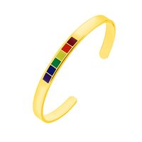 Simple Style Rainbow Stainless Steel Cuff Bracelets sku image 4