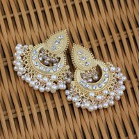 Elegant Retro U Shape Water Droplets Imitation Pearl Alloy Inlay Rhinestones Women's Drop Earrings main image 5