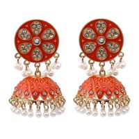 Exaggerated Ethnic Style Flower Imitation Pearl Alloy Inlay Rhinestones Women's Drop Earrings main image 2