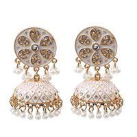 Exaggerated Ethnic Style Flower Imitation Pearl Alloy Inlay Rhinestones Women's Drop Earrings sku image 3