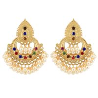 Elegant Retro U Shape Water Droplets Imitation Pearl Alloy Inlay Rhinestones Women's Drop Earrings sku image 2