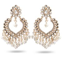 Elegant Ethnic Style Water Droplets Imitation Pearl Alloy Inlay Rhinestones Women's Chandelier Earrings sku image 1