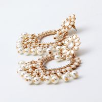 Elegant Ethnic Style Water Droplets Imitation Pearl Alloy Inlay Rhinestones Women's Chandelier Earrings main image 4