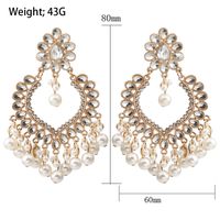 Elegant Ethnic Style Water Droplets Imitation Pearl Alloy Inlay Rhinestones Women's Chandelier Earrings main image 5