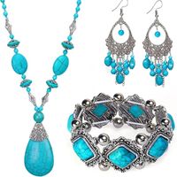 Retro Geometric Alloy Turquoise Wholesale Bracelets Earrings Necklace main image 5