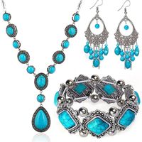 Retro Geometric Alloy Turquoise Wholesale Bracelets Earrings Necklace sku image 5