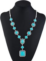 Retro Geometric Alloy Turquoise Wholesale Bracelets Earrings Necklace main image 3