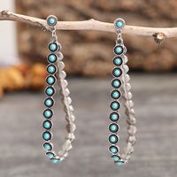 Exaggerated Ethnic Style Water Droplets Alloy Inlay Turquoise Women's Drop Earrings main image 4