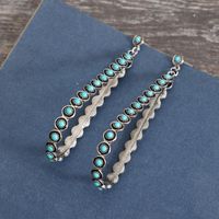Exaggerated Ethnic Style Water Droplets Alloy Inlay Turquoise Women's Drop Earrings main image 2