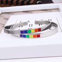 Simple Style Rainbow Stainless Steel Cuff Bracelets main image 4