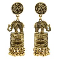 Ethnic Style Flower Elephant Alloy Tassel Plating Women's Drop Earrings sku image 1