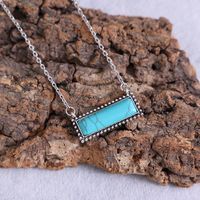 Casual Retro Rectangle Alloy Inlay Turquoise Women's Necklace main image 3