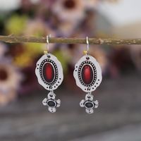 Ethnic Style Cross Oval Alloy Inlay Artificial Crystal Women's Drop Earrings main image 5