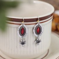 Ethnic Style Cross Oval Alloy Inlay Artificial Crystal Women's Drop Earrings main image 4