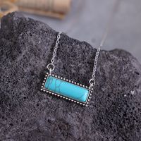 Casual Retro Rectangle Alloy Inlay Turquoise Women's Necklace main image 1