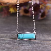 Casual Retro Rectangle Alloy Inlay Turquoise Women's Necklace main image 2