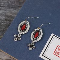 Ethnic Style Cross Oval Alloy Inlay Artificial Crystal Women's Drop Earrings main image 3