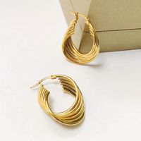 1 Pair Lady Geometric Plating Stainless Steel 18k Gold Plated Earrings main image 1
