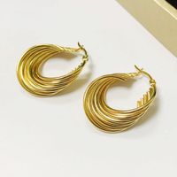 1 Pair Lady Geometric Plating Stainless Steel 18k Gold Plated Earrings main image 3