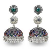 Ethnic Style Round Bell Imitation Pearl Alloy Inlay Rhinestones Women's Drop Earrings main image 4