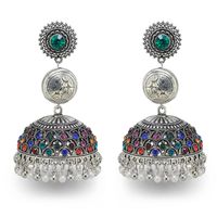 Ethnic Style Round Bell Imitation Pearl Alloy Inlay Rhinestones Women's Drop Earrings sku image 1