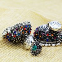 Ethnic Style Round Bell Imitation Pearl Alloy Inlay Rhinestones Women's Drop Earrings main image 3