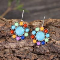 Vacation Colorful Flower Alloy Inlay Turquoise Women's Earrings main image 3