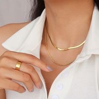 Stainless Steel Gold Plated Hip-Hop Simple Style Plating Solid Color Necklace main image 4