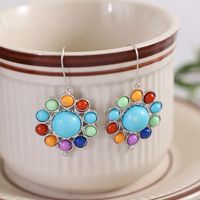 Vacation Colorful Flower Alloy Inlay Turquoise Women's Earrings main image 2