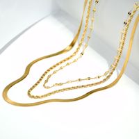 Stainless Steel Gold Plated Hip-Hop Simple Style Plating Solid Color Necklace main image 3