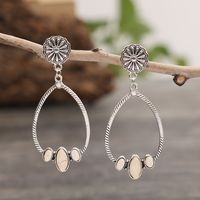 Ethnic Style Water Droplets Chrysanthemum Alloy Inlay Turquoise Women's Drop Earrings main image 5