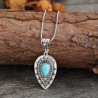 Ethnic Style Water Droplets Alloy Inlay Turquoise Women's Pendant Necklace main image 4
