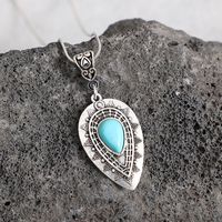 Ethnic Style Water Droplets Alloy Inlay Turquoise Women's Pendant Necklace sku image 1