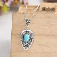 Ethnic Style Water Droplets Alloy Inlay Turquoise Women's Pendant Necklace main image 3