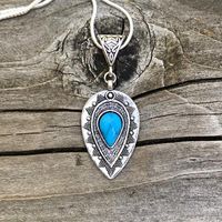 Ethnic Style Water Droplets Alloy Inlay Turquoise Women's Pendant Necklace main image 2