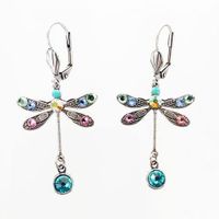 Vintage Style Colorful Dragonfly Alloy Inlay Artificial Gemstones Women's Drop Earrings sku image 1
