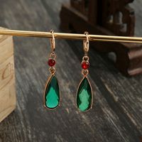 Retro Lady Water Droplets Alloy Inlay Rhinestones Women's Drop Earrings main image 6