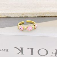 Ethnic Style Eye Copper Inlay Zircon 18k Gold Plated Open Ring main image 4