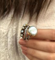 Retro Oval Imitation Pearl Alloy Women's Open Ring main image 3