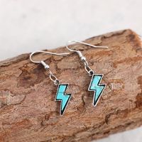 Vintage Style Lightning Alloy Inlay Turquoise Women's Drop Earrings main image 2