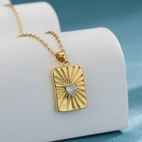 Casual Simple Style Heart Shape Rectangle Stainless Steel Plating Inlay Zircon 18k Gold Plated Pendant Necklace main image 3