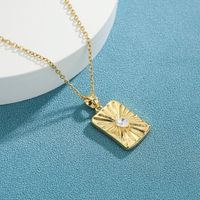 Casual Simple Style Heart Shape Rectangle Stainless Steel Plating Inlay Zircon 18k Gold Plated Pendant Necklace main image 4